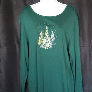 Women's NWOT 2X Rebecca Malone L/S Holiday Shirt